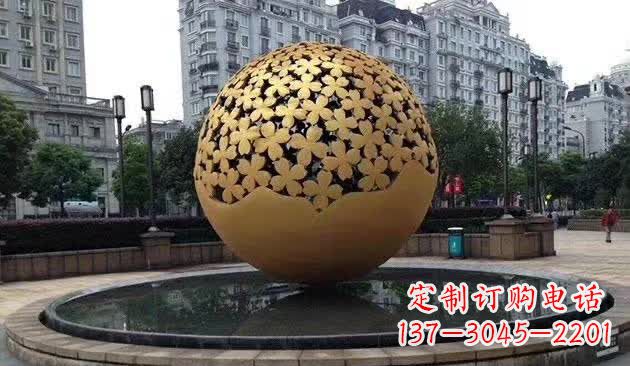 益阳不锈钢镂空球喷泉雕塑——精致美观