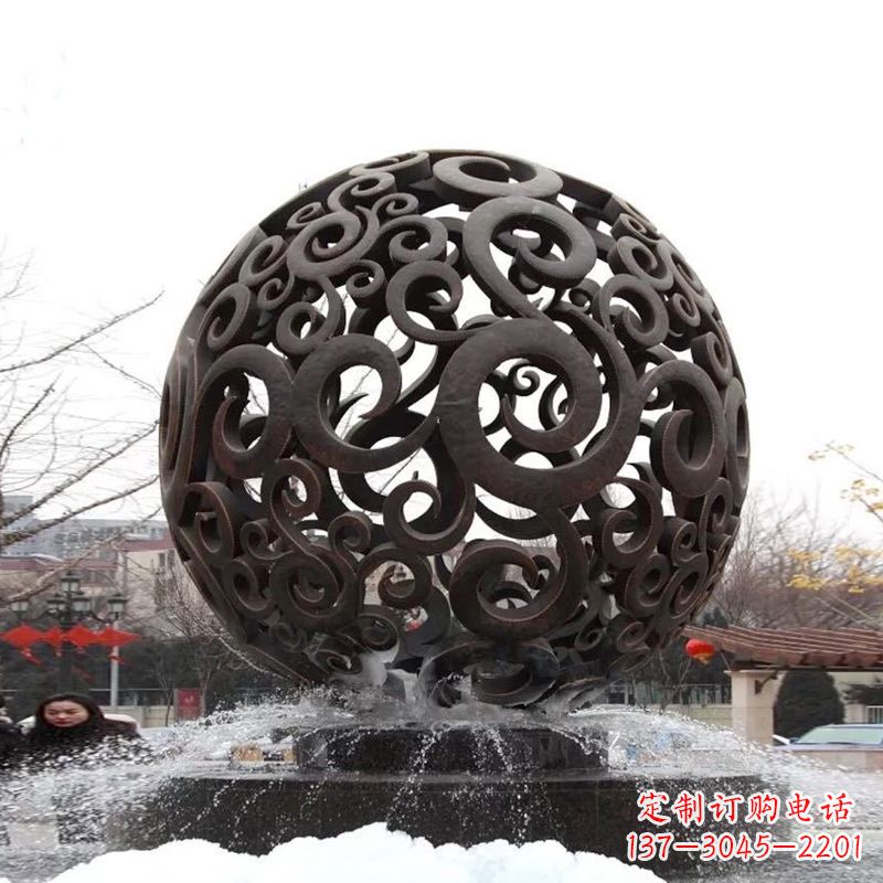 益阳不锈钢镂空球水景喷泉雕塑