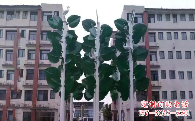 益阳浓郁绿意,不锈钢树叶雕塑