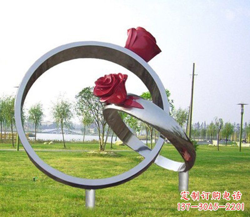 益阳不锈钢玫瑰戒指雕塑