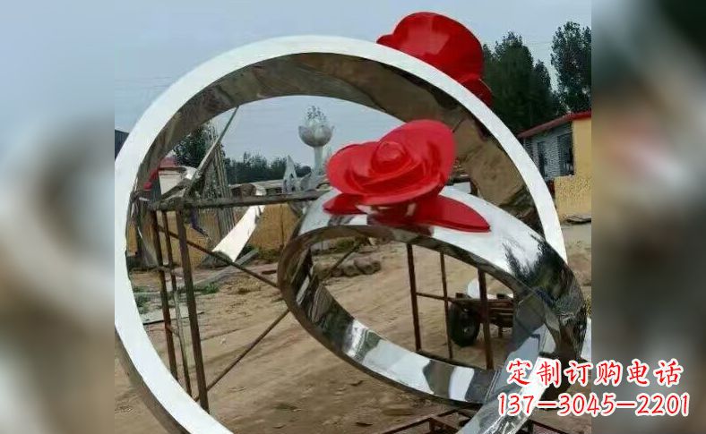 益阳不锈钢玫瑰花戒指雕塑