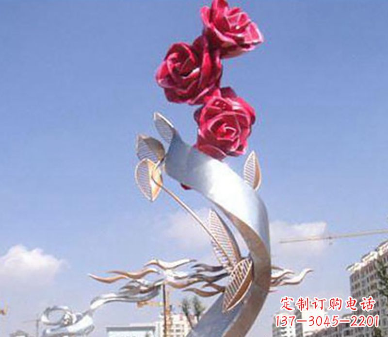 益阳不锈钢玫瑰雕塑精美的艺术品