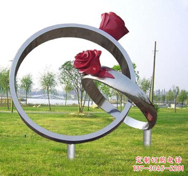 益阳精美不锈钢玫瑰戒指雕塑