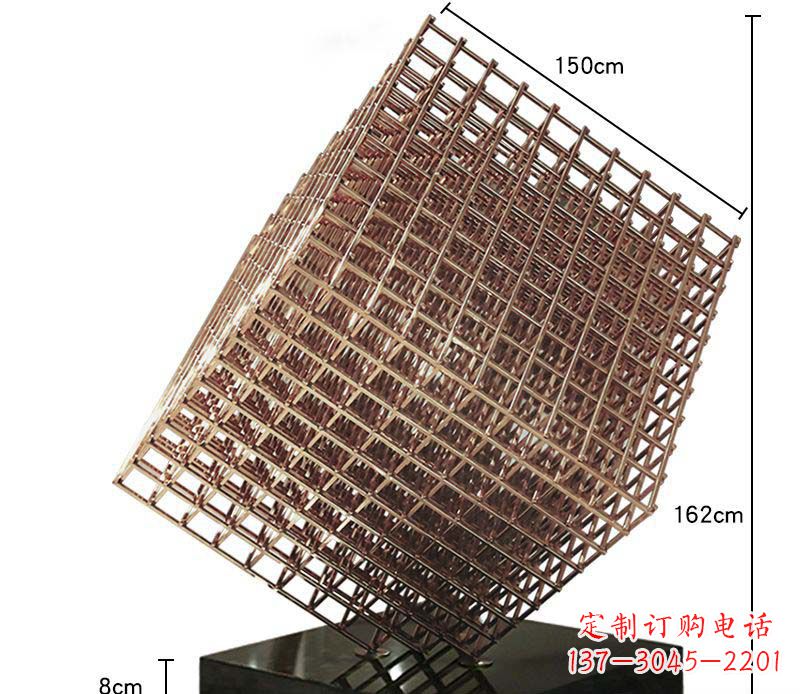 益阳玫瑰金色几何雕塑