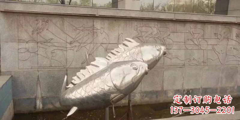 益阳不锈钢鲤鱼雕塑精美的艺术品