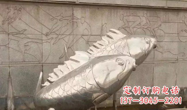 益阳不锈钢喷泉鱼雕塑美丽装点城市