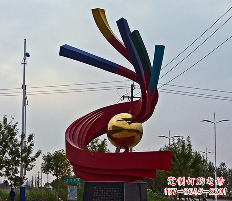 益阳不锈钢飘带雕塑艺术与自然的完美结合