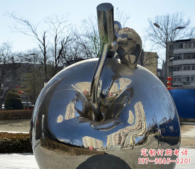 益阳不锈钢苹果镜面雕塑精美绝伦