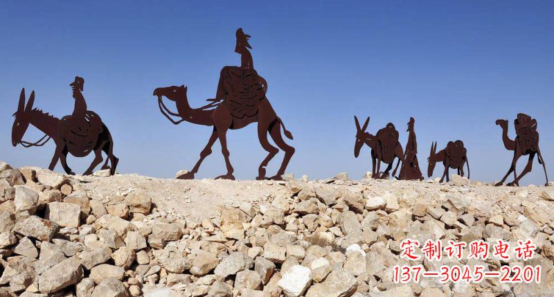 益阳不锈钢骆驼雕塑传承古代传统