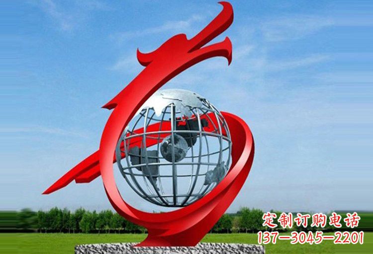 益阳不锈钢地球雕塑精美雕塑饰以美丽世界