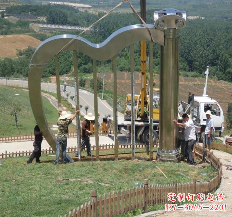 益阳音乐美学不锈钢竖琴雕塑