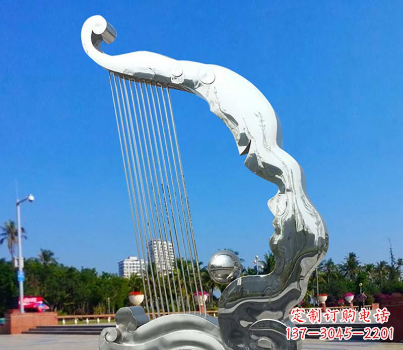 益阳不锈钢竖琴雕塑——传承古典音乐之美