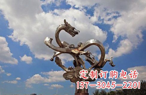益阳不锈钢双龙戏珠雕塑——千古传说的艺术瑰宝