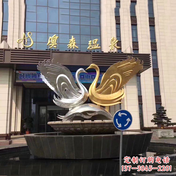 益阳高贵而优雅不锈钢天鹅雕塑