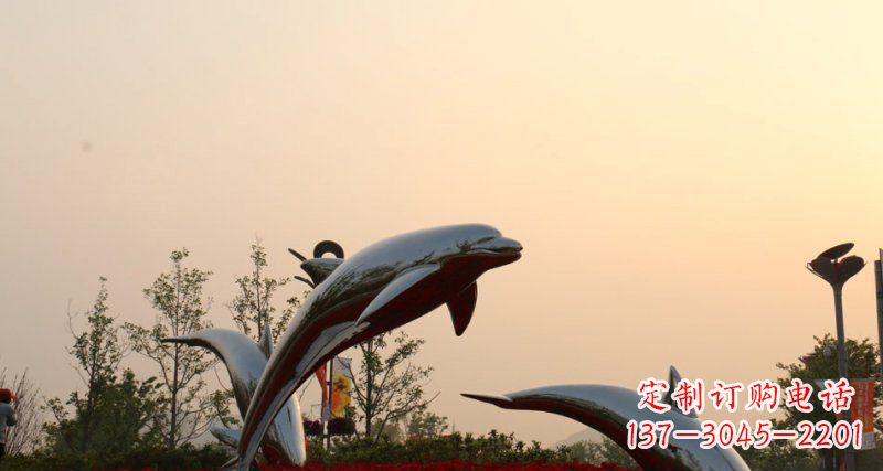 益阳不锈钢海豚雕塑跳跃的美丽