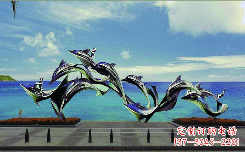益阳不锈钢海豚广场雕塑——精致而又活泼