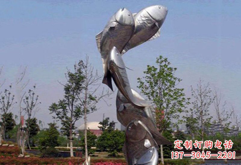 益阳不锈钢跳跃的鲤鱼雕塑