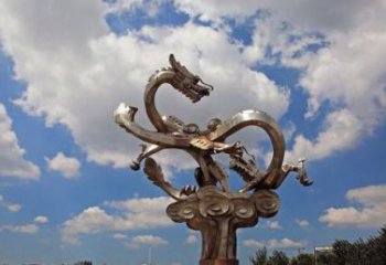益阳不锈钢双龙戏珠雕塑——千古传说的艺术瑰宝