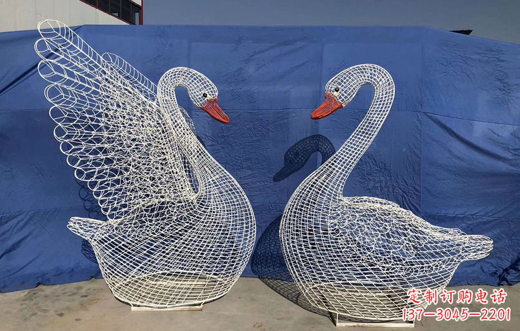 益阳不锈钢网格天鹅雕塑公园园林的精美装饰