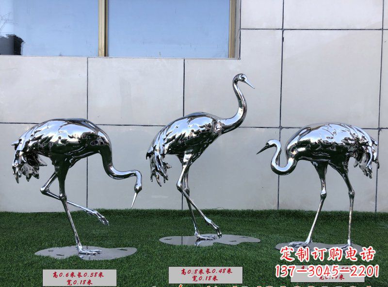 益阳不锈钢仙鹤雕塑传承中国古典美感