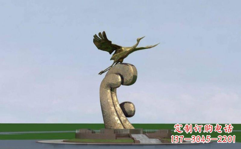 益阳不锈钢仙鹤雕塑象征着美丽和宁静