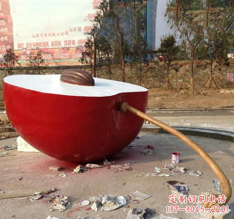 益阳不锈钢苹果雕塑美丽与现代的融合