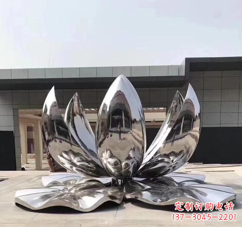 益阳不锈钢现代镜面荷花雕塑精美绝伦