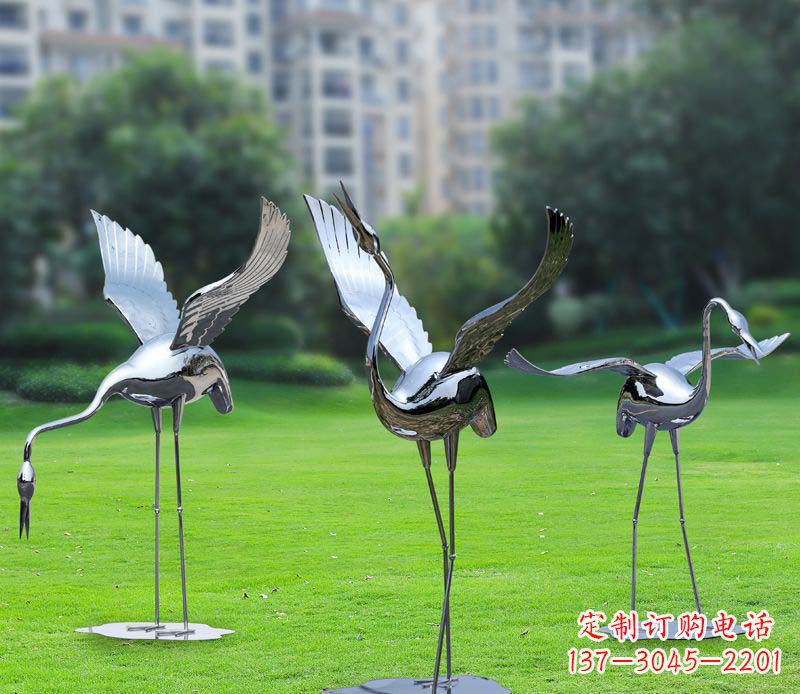 益阳不锈钢仙鹤雕塑展现传统文化风采