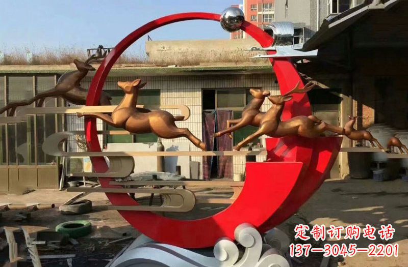 益阳不锈钢制作的梅花鹿雕塑