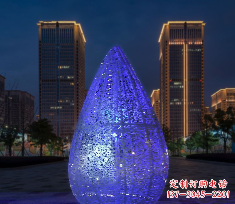 益阳不锈钢小区照明美轮美奂的水滴雕塑
