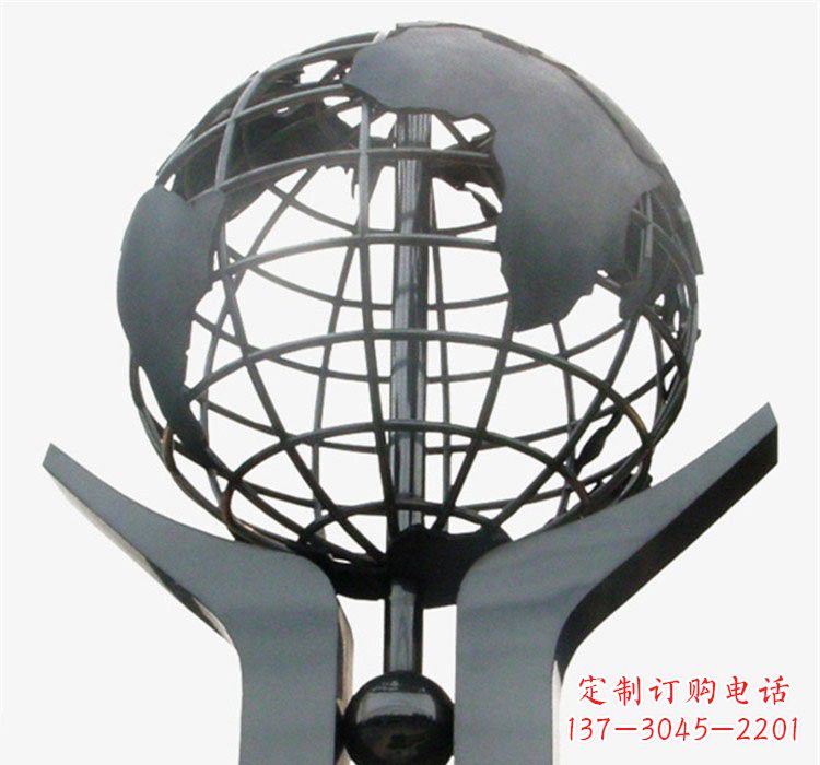 益阳象征地球一体的不锈钢校园手托地球雕塑