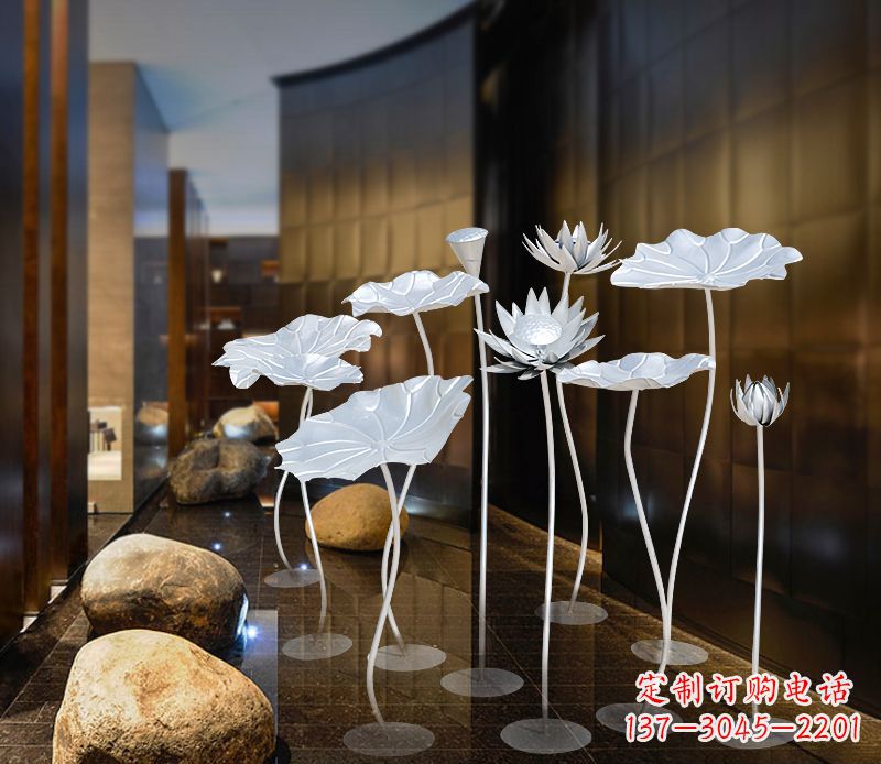 益阳不锈钢银色荷花雕塑精美外形魅力无限