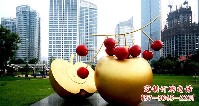 益阳不锈钢苹果雕塑,添彩公园景观