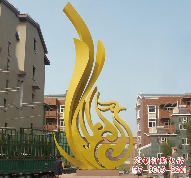 益阳静谧的凤凰不锈钢园林雕塑