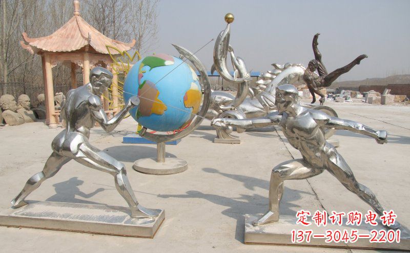 益阳勇敢者的身影——不锈钢运动员击剑雕塑