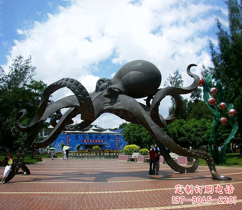 益阳不锈钢章鱼雕塑精美艺术品
