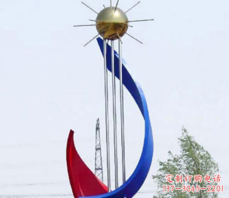 益阳流动的美——不锈钢飘带雕塑