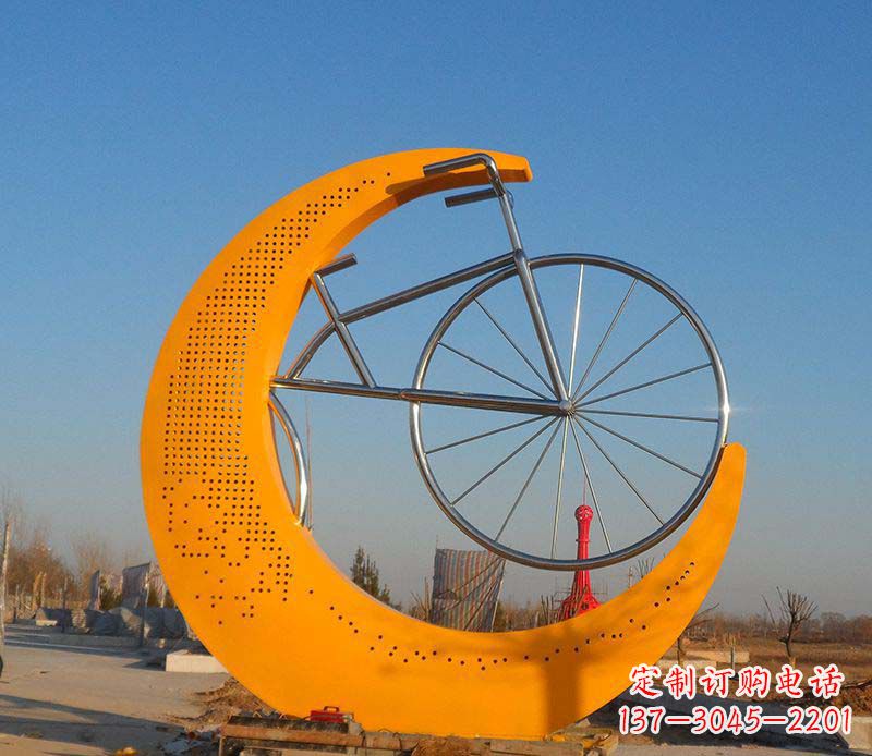 益阳不锈钢自行车雕塑一次性看到的艺术经典