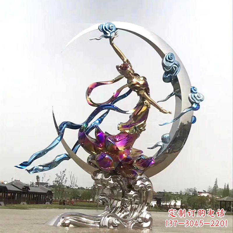 益阳中国古代神话传说中的嫦娥奔月不锈钢雕塑景观