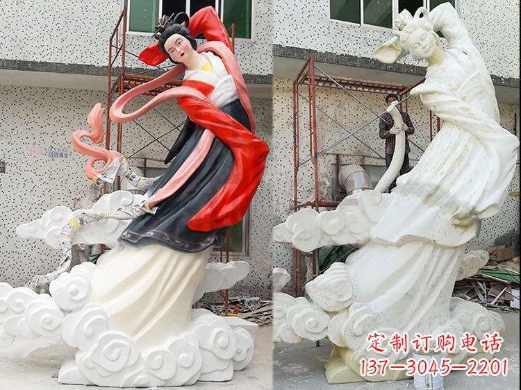 益阳神话中的嫦娥玻璃钢彩绘雕塑