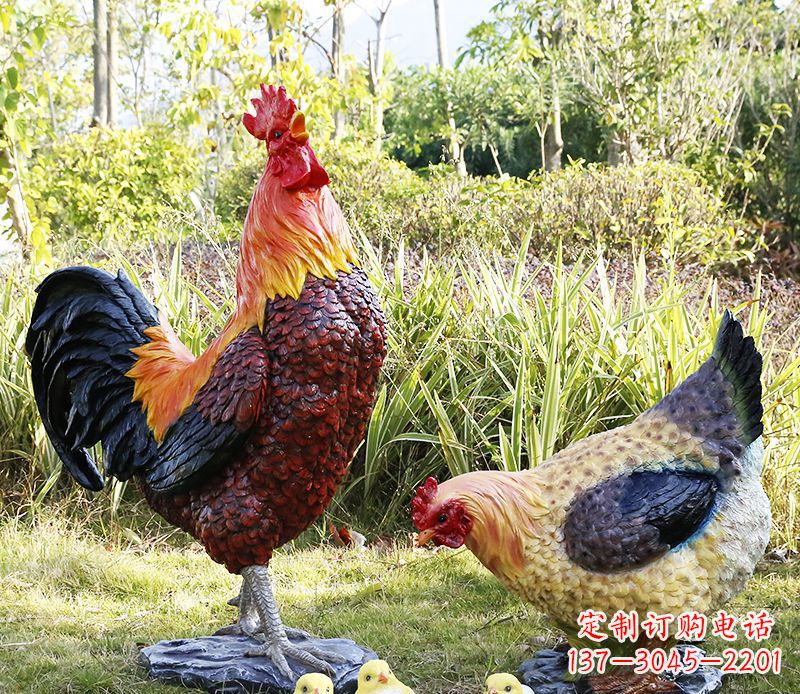 益阳公鸡雕塑完美的绿化环境装饰