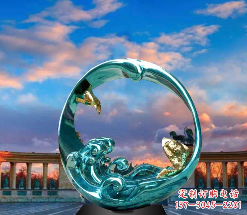 益阳城市之环不锈钢彩银雕塑