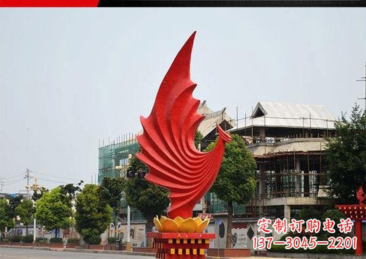 益阳城市的至高象征——不锈钢凤凰雕塑