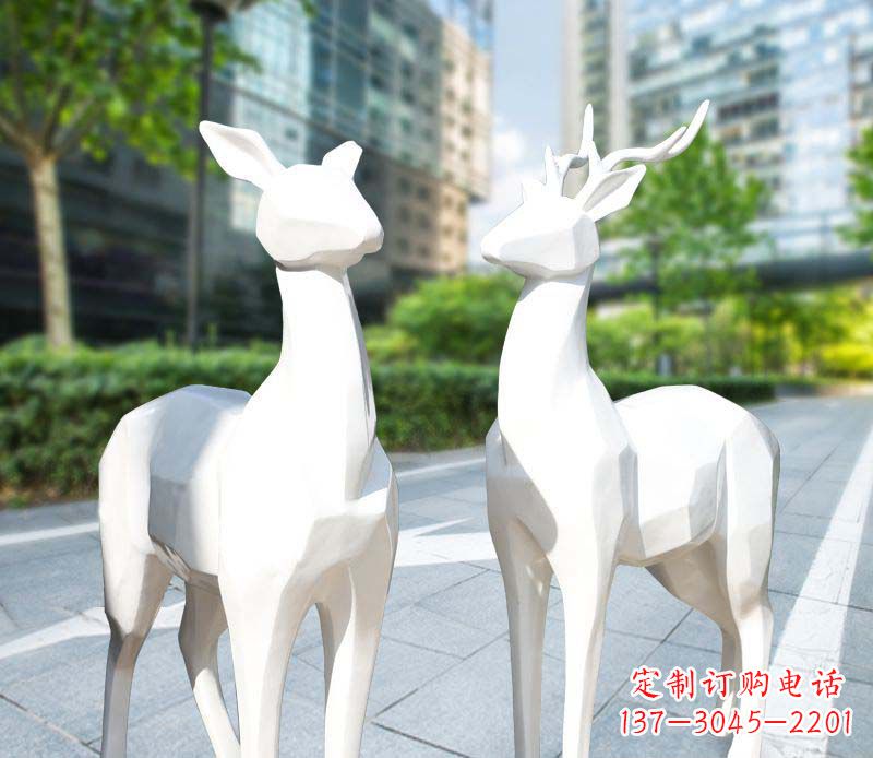 益阳景观雕塑鹿形不锈钢块面