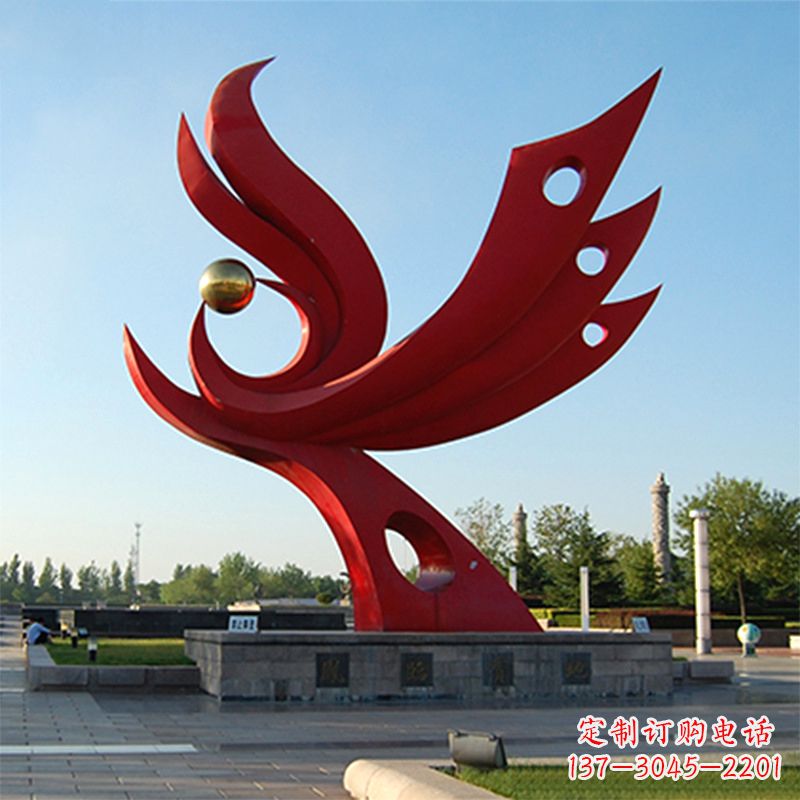 益阳精美凤凰雕塑点缀公园园林景观