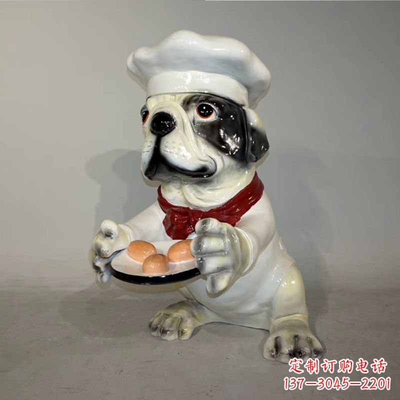益阳玻璃钢仿陶瓷狗雕塑——以斗牛犬为原型