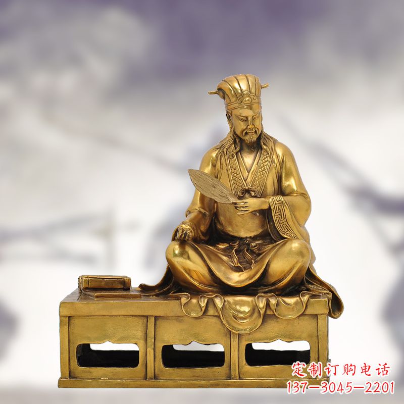 益阳纯铜诸葛亮雕塑象征中国智慧