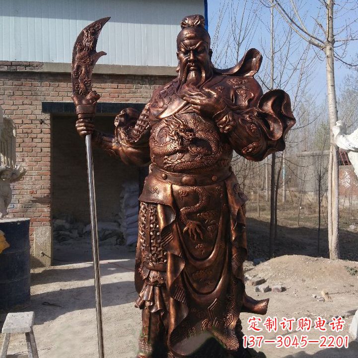 益阳铸造巍然屹立的关公雕像