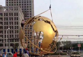 益阳城市之美不锈钢镂空地球仪雕塑