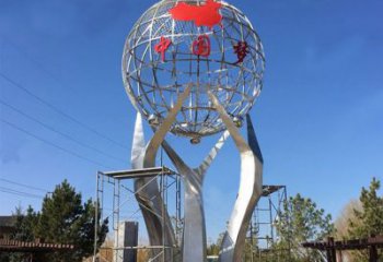 益阳城市之星——不锈钢地球仪雕塑